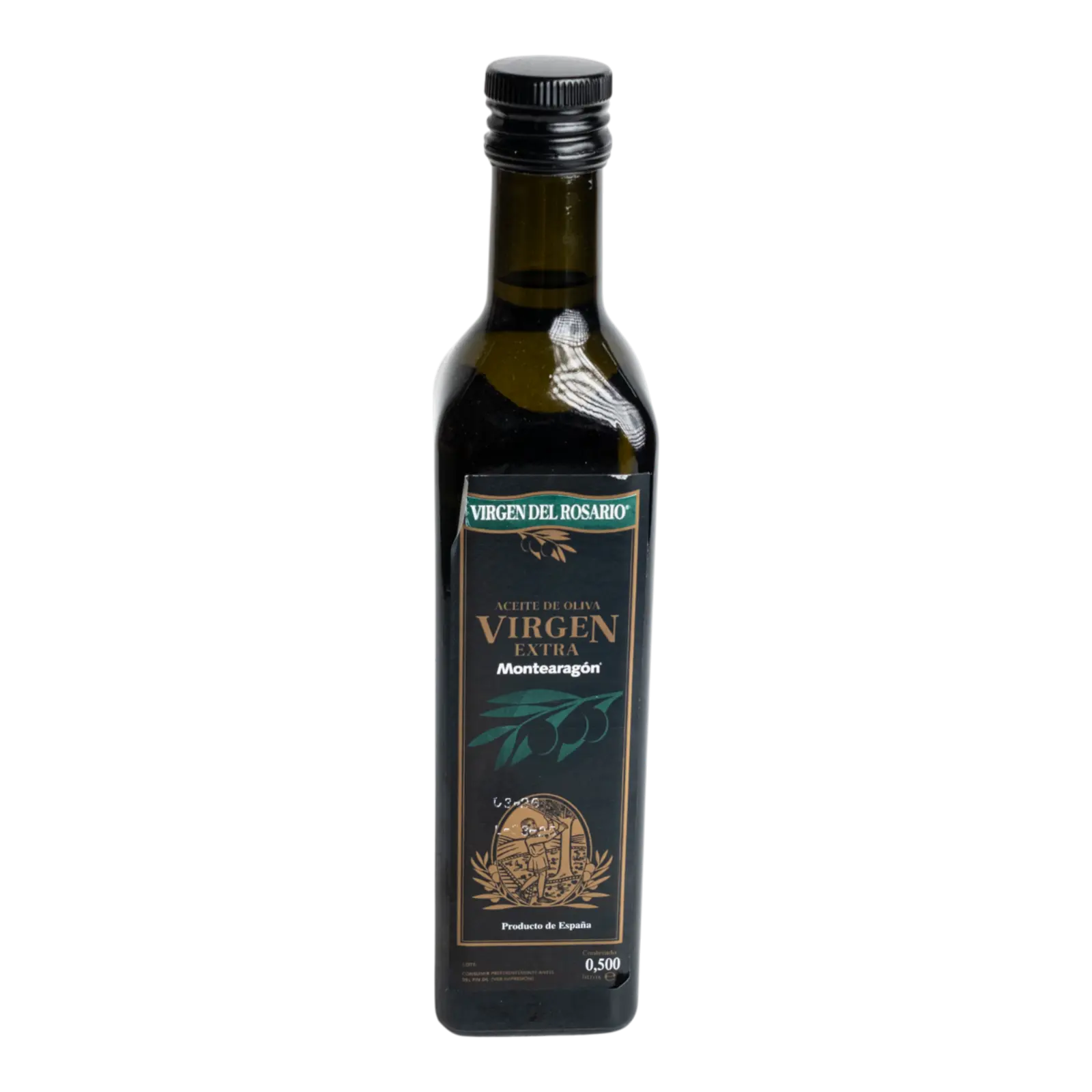 Ulei de măsline extravirgin în ambalaj de sticlă, Virgen del Rosario 500ml – produs de calitate superioară din Spania, pentru utilizare zilnică.