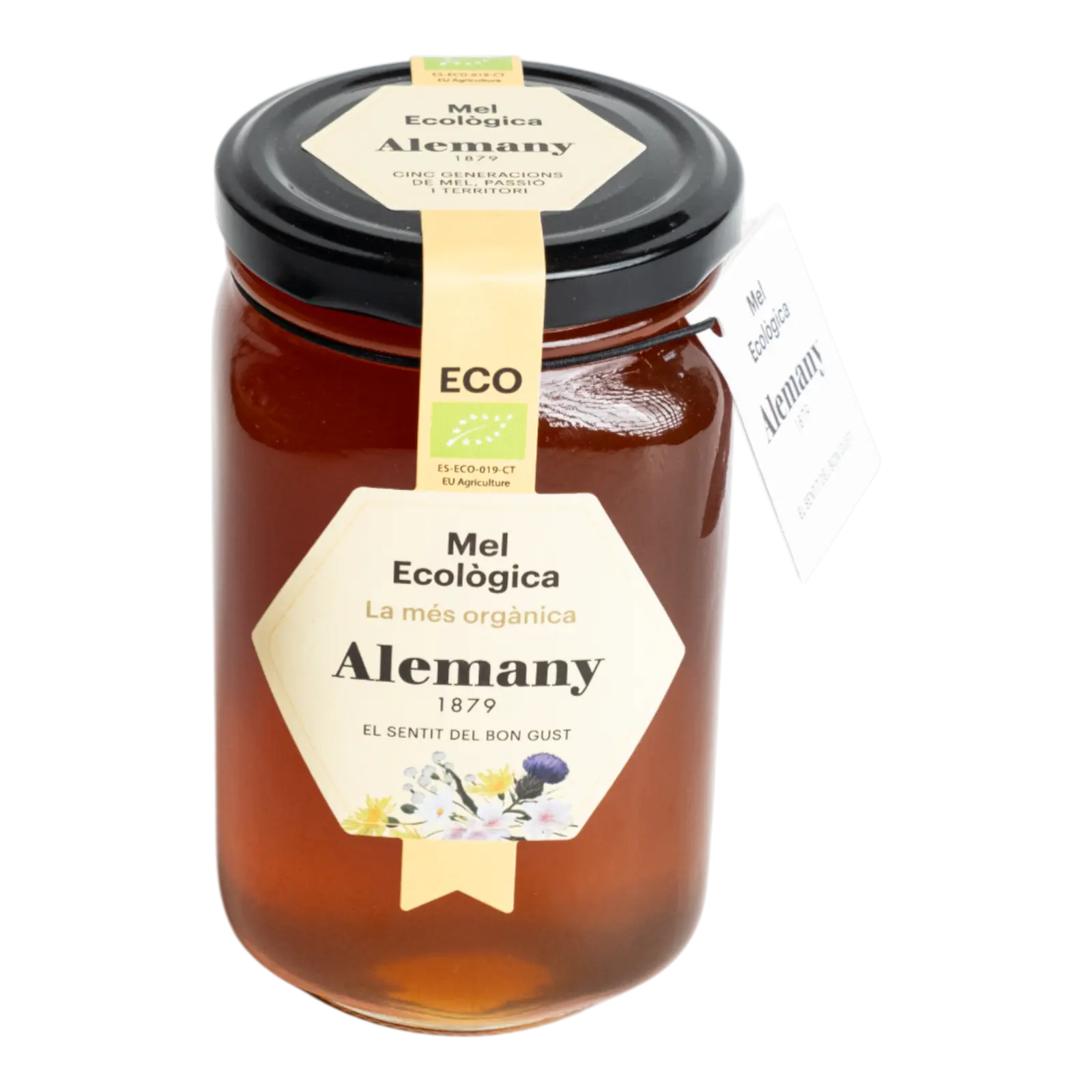 Borcan cu miere polifloră ecologică Alemany 500g – miere bio certificată, 100% naturală și organică.