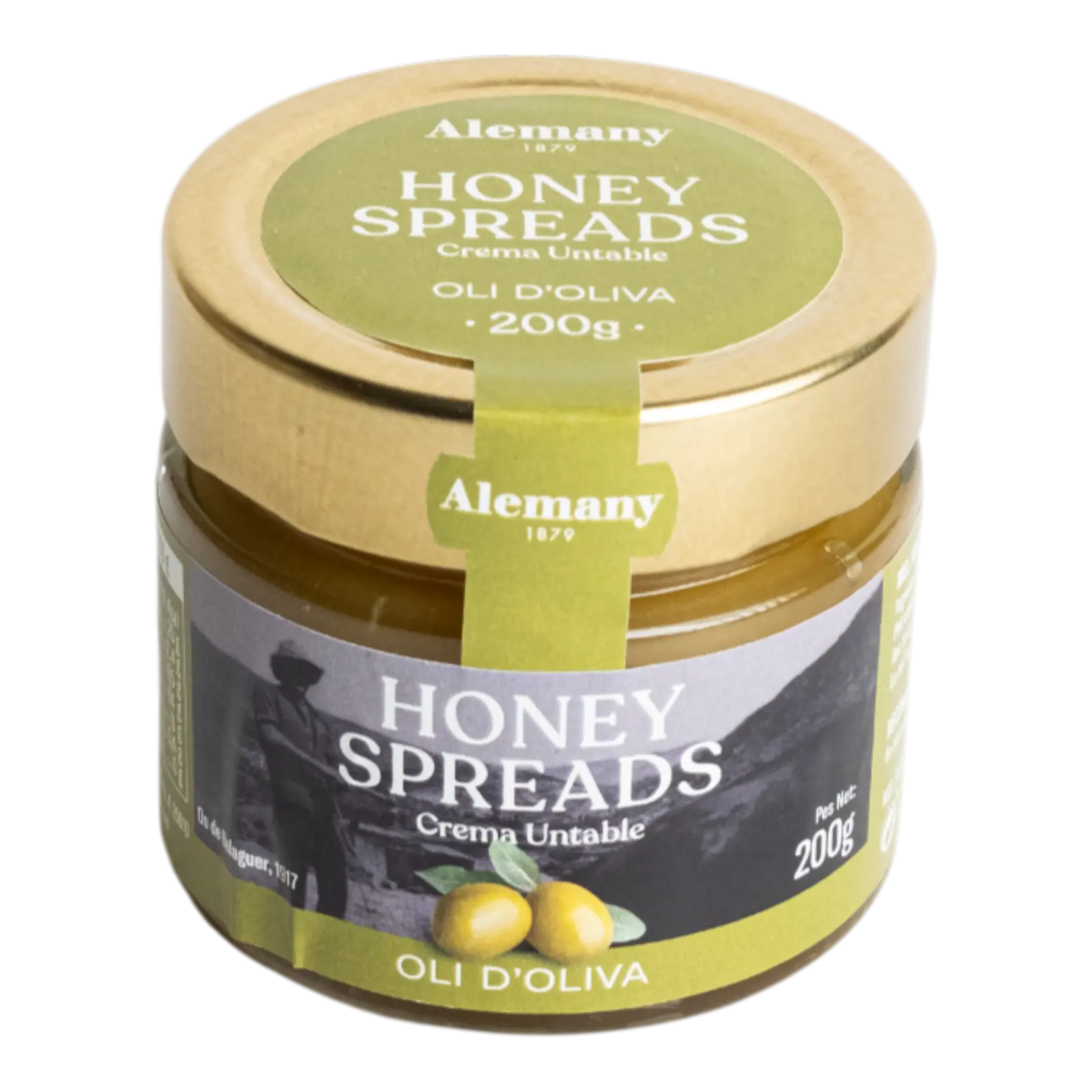 Cremă tartinabilă cu miere și ulei de măsline Alemany, Honey Spreads, borcan 200g.
