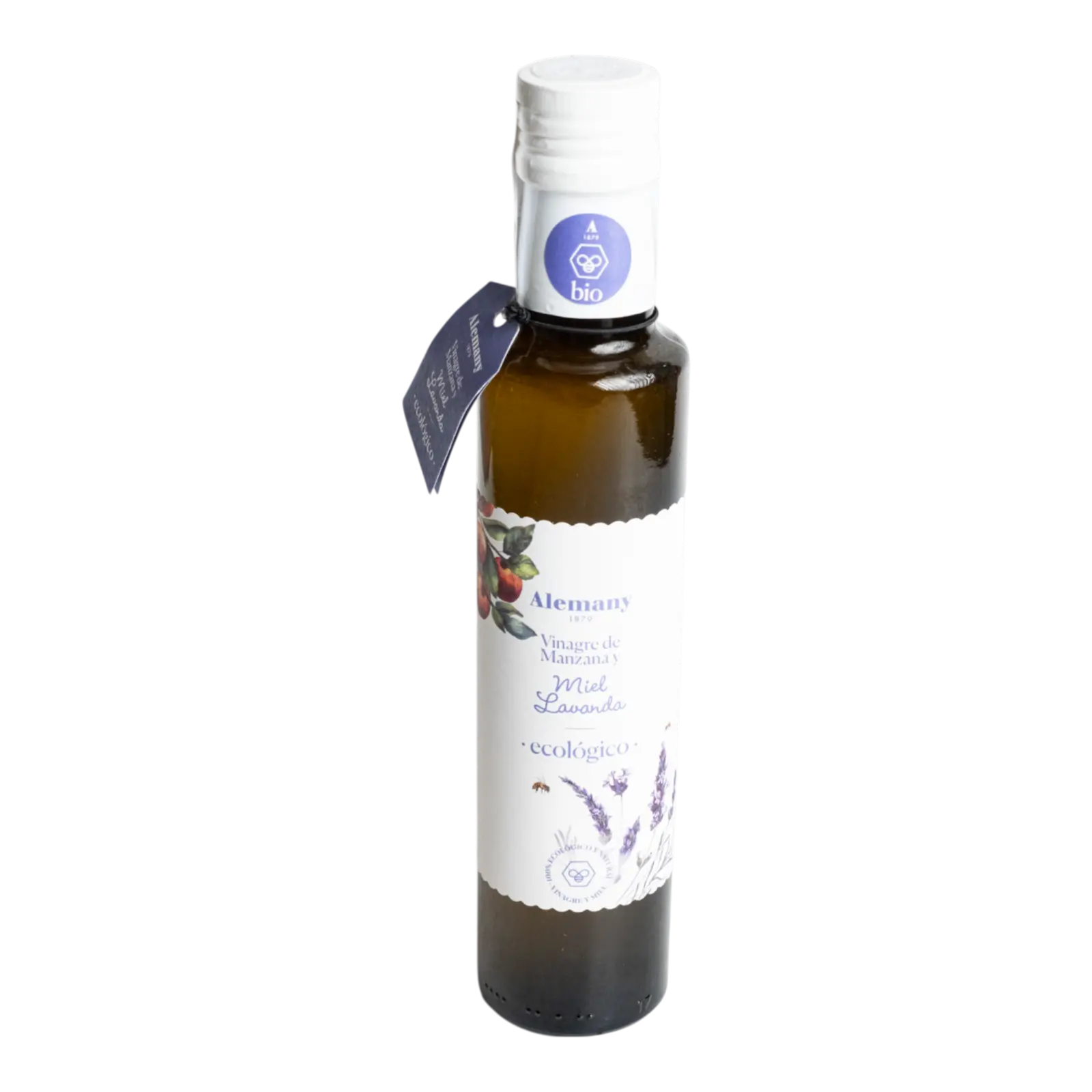 Oțet ecologic din mere cu miere și lavandă Alemany 250ml – produs bio spaniol, aromat și natural, ideal pentru salate și rețete sănătoase.