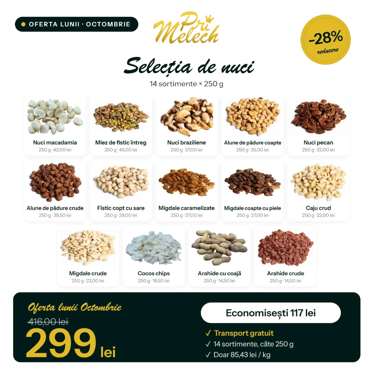Mix nucifere · nuci macadamia · nuci pecan · nuci braziliene · fistic întreg · nuci premium