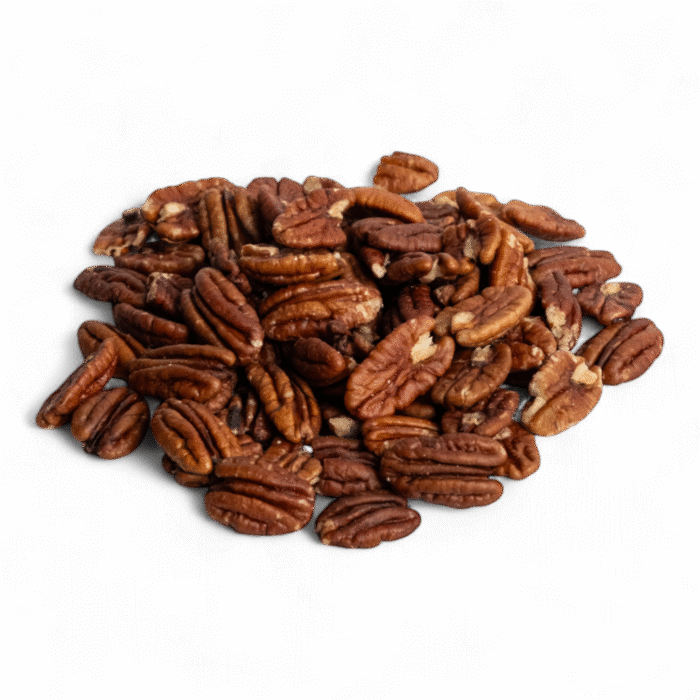 Miez de nuci pecan, bogat în acizi grași sănătoși, fibre și minerale, gustare naturală și ingredient pentru deserturi și salate.