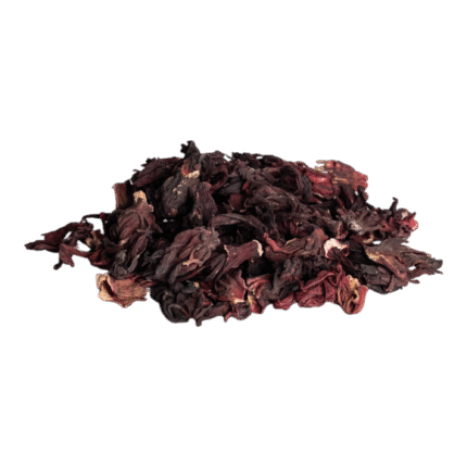 Ceai de hibiscus uscat, cu flori roșii aromate, pentru infuzii revigorante bogate în antioxidanți și vitamina C.
